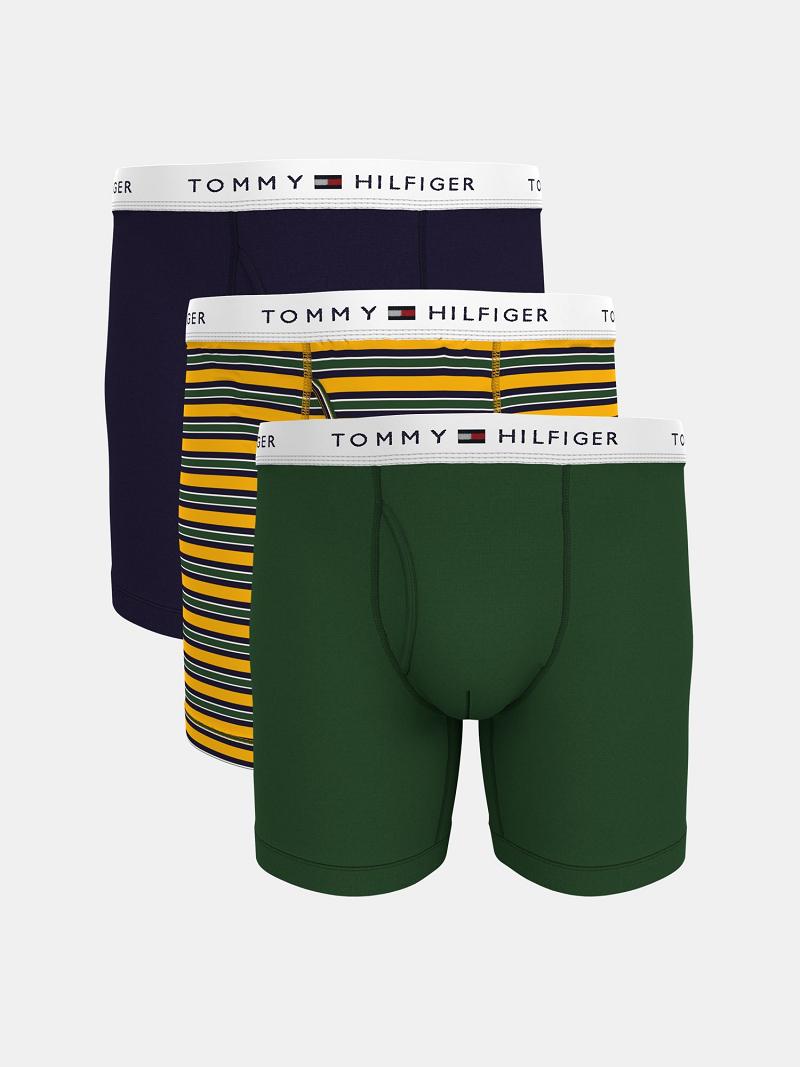 Férfi Tommy Hilfiger Classic cotton boxer brief 3pk Boxer Briefs Zöld | HU 1352MQZ